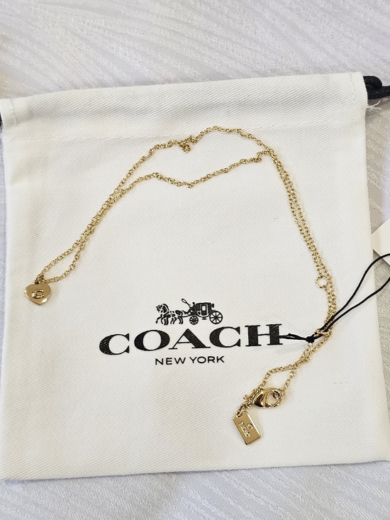 Coach Gold Heart Pendant Necklace with 'C' Initial - Picture 11 of 12